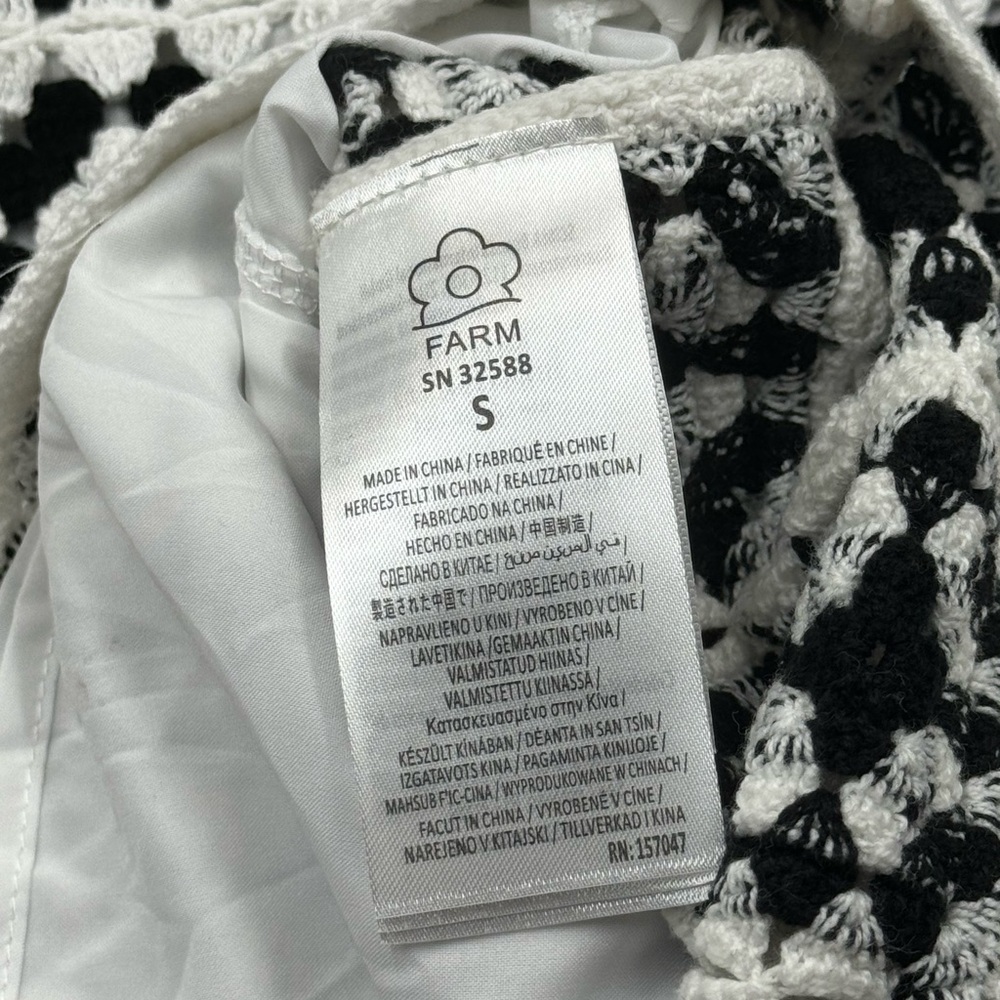 🆕 FARM Rio 🧿 NWOT Patch Crochet Black & White Monochrome Mini Dress - Size S - Picture 11 of 14